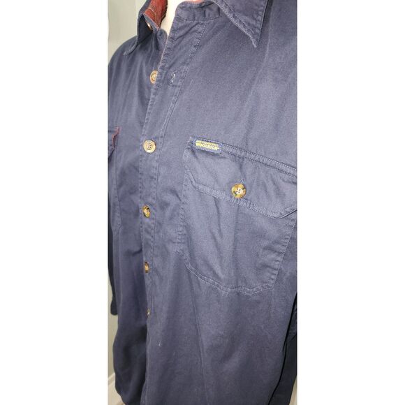 Woolrich Deep Navy Lined Button Up Flannel Shirt Size L - Picture 9 of 10
